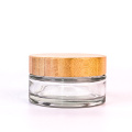 4oz clear cosmetic glass round jars bamboo lids